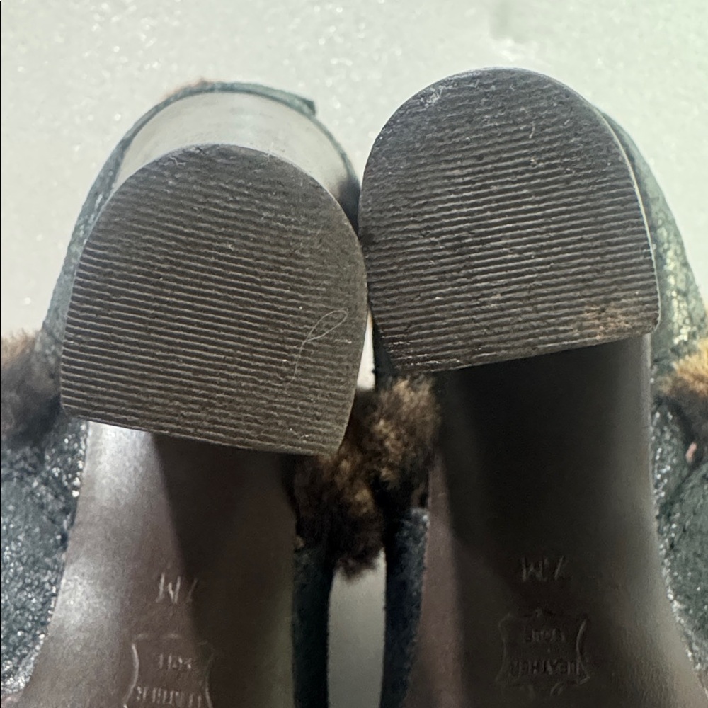 Beautiful Tory Burch Black and Brown Fur-Trimmed Heeled Boots size 7 - Picture 11 of 11
